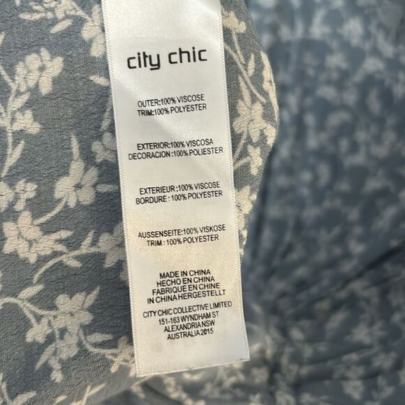 City Chic plus size light blue with white flowers elastic waisted cami - Picture 7 of 7